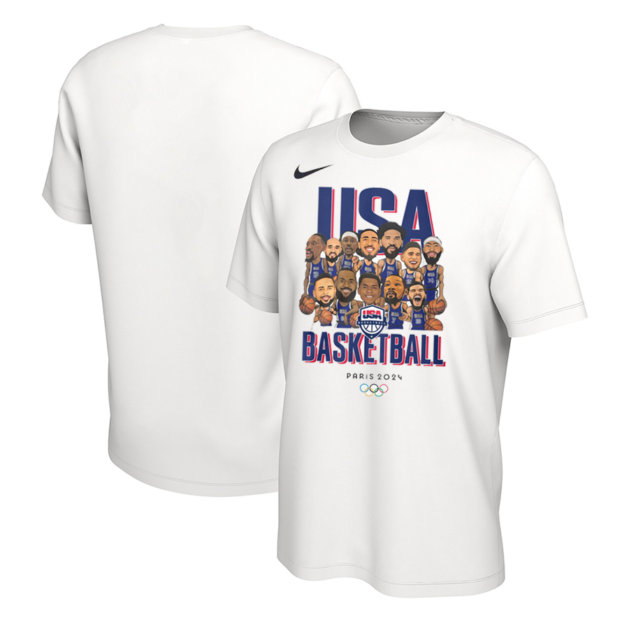 Men 2024 USA Champions white nike t shirts style 5->nba t-shirts->Sports Accessory